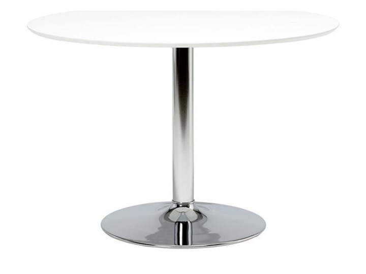 Okrągły stół z białym blatem na chromowanej nodze Ibiza Metal Pomieszczenie Stoły do jadalni Płyta MDF Wysokość 74 cm Styl Minimalistyczny