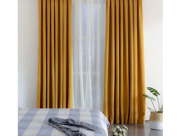 Zasłona MUSZTARDOWA BLACKOUT Zasłona zaciemniająca 140x250 cm Poliester Kolor Czarny