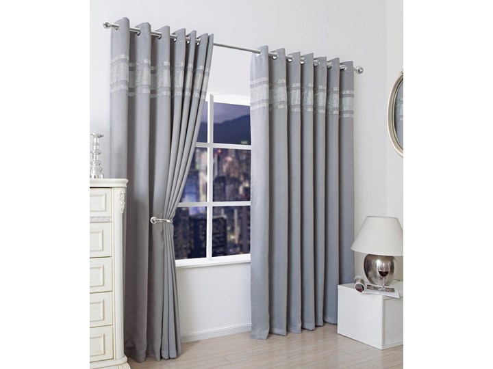 GOTOWE ZASŁONY Jasny Szary DIAMOND 3 PASY NA PRZELOTKACH 145x250 Mocowanie Kółka 145x250 cm Typ Zasłony gotowe