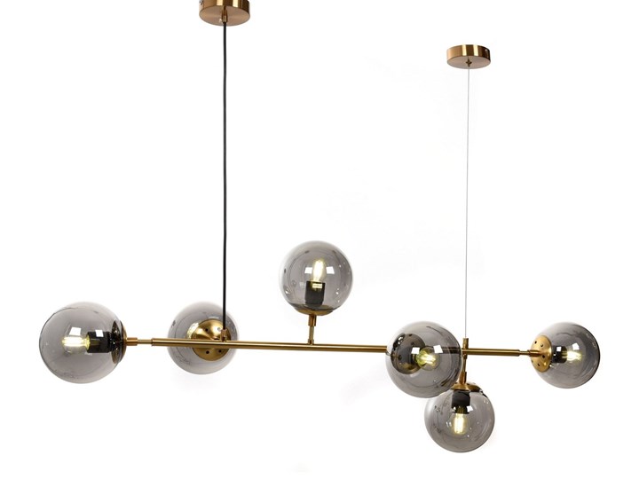 NOWOCZESNA LAMPA WISZĄCA MOSIĘŻNA CEREDO W6 Metal Mosiądz Szkło Lampa z abażurem Lampa z kloszem Ilość źródeł światła 6 źródeł Styl Industrialny