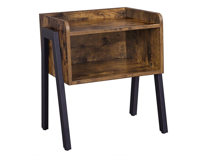 AmeliaHome - Nowoczesna Szafka nocna Brązowo Czarna INDUSTRIAL Styl Nowoczesny Drewno Stal Płyta MDF Kolor Czarny