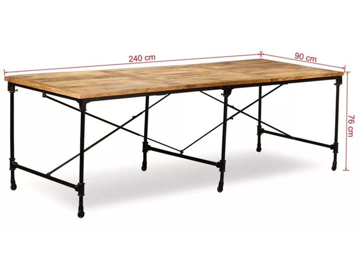 Stół z drewna mango Sinnar 3X – jasnobrązowy Styl Industrialny Wysokość 76 cm Szerokość 90 cm Długość 90 cm  Długość 240 cm Drewno Pomieszczenie Stoły do jadalni