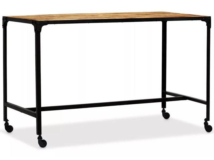 Stół industrialny Bien na kółkach – brązowy Długość 60 cm Drewno Stal Szerokość 60 cm Wysokość 76 cm Długość 120 cm Rozkładanie
