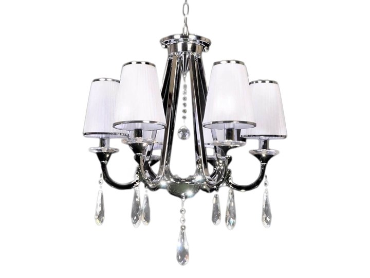 KLASYCZNY ŻYRANDOL KRYSZTAŁOWY MILESIA W6 Chrom Lampa z kloszem Lampa z kryształkami Tkanina Metal Lampa z abażurem Funkcje Brak dodatkowych funkcji