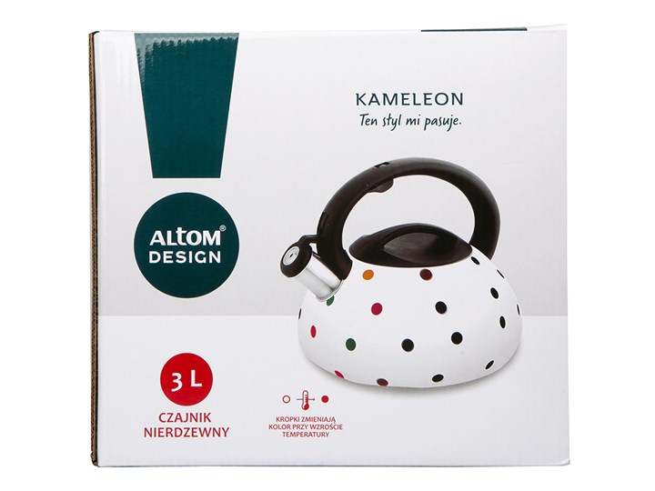 Czajnik zmieniający kolor na gaz i indukcję z gwizdkiem ze stali nierdzewnej Altom Design Kameleon 3,0 l Kolor Biały Pojemność 3 l