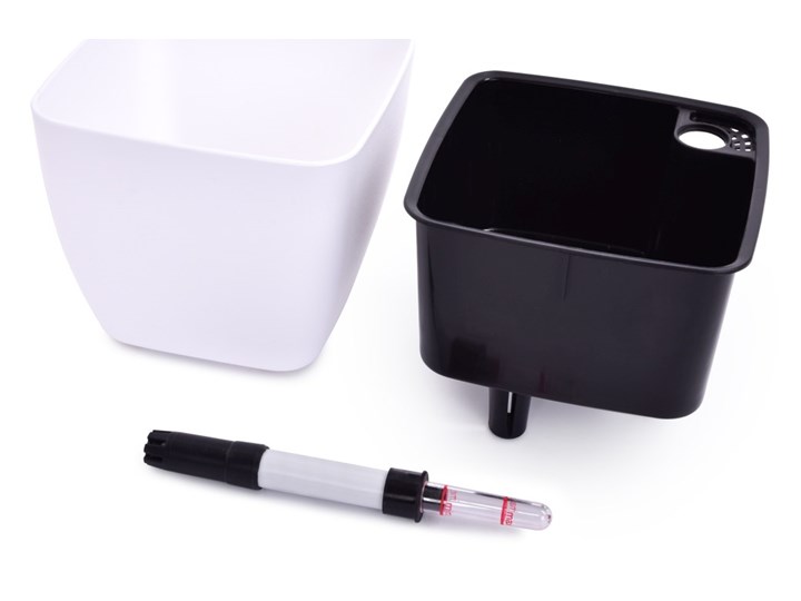 Samopodlewająca doniczka wolnostojąca biała, 15 x 15 x 13 cm Donica ogrodowa Plastik Kolor Biały Kwadratowy Kategoria Donice ogrodowe
