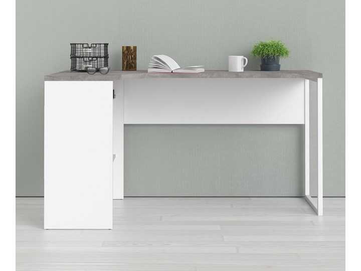 Biurko narożne Function 118 biały/beton Głębokość 81 cm Szerokość 145 cm Biurko z nadstawką Styl Nowoczesny Kategoria Biurka