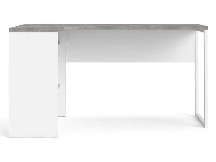Biurko narożne Function 118 biały/beton Głębokość 81 cm Szerokość 145 cm Biurko z nadstawką Styl Nowoczesny