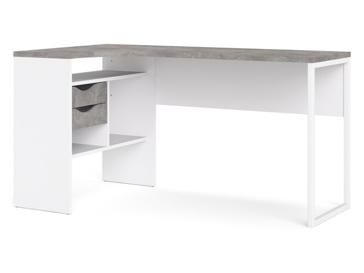 Biurko narożne Function 118 biały/beton Głębokość 81 cm Styl Nowoczesny Szerokość 145 cm Biurko z nadstawką Kategoria Biurka