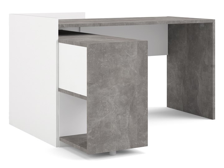 Biurko z regałem Function Extra 4 biały/beton Biurko narożne Biurko z nadstawką Kategoria Biurka Szerokość 140 cm Głębokość 120 cm Styl Nowoczesny