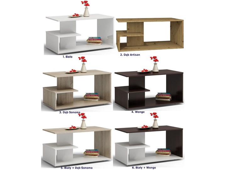 Nowoczesna ława Livea - biała + wenge Wysokość 40 cm Styl Minimalistyczny Kolor Biały