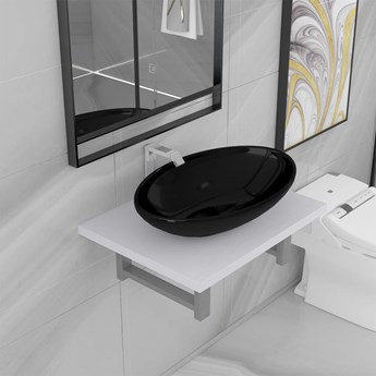 VidaXL Dwuczęściowy zestaw mebli do łazienki, ceramiczny, biały