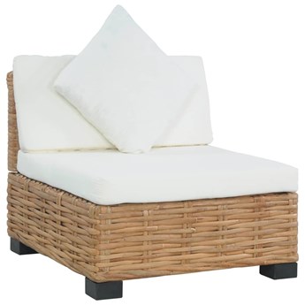 VidaXL Sofa bez podłokietników, z poduszkami, naturalny rattan