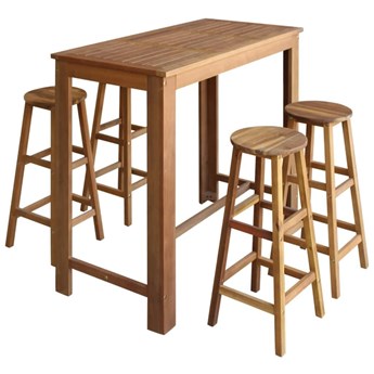 Emaga Stolik i stołki barowe, 5 elementów, lite drewno akacjowe