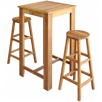 Emaga Stolik i stołki barowe, 3 elementy, lite drewno akacjowe