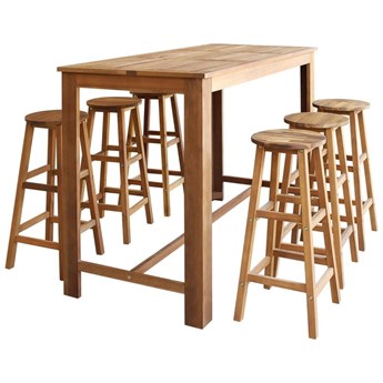 Emaga Stolik i stołki barowe,7 elementów, lite drewno akacjowe