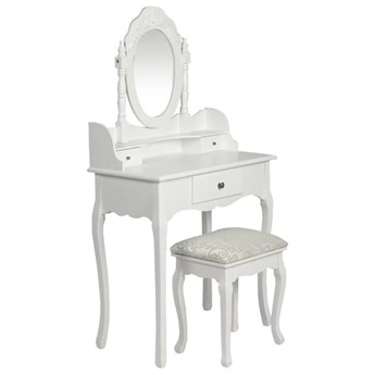 Emaga Toaletka z lustrem i stołkiem, biała