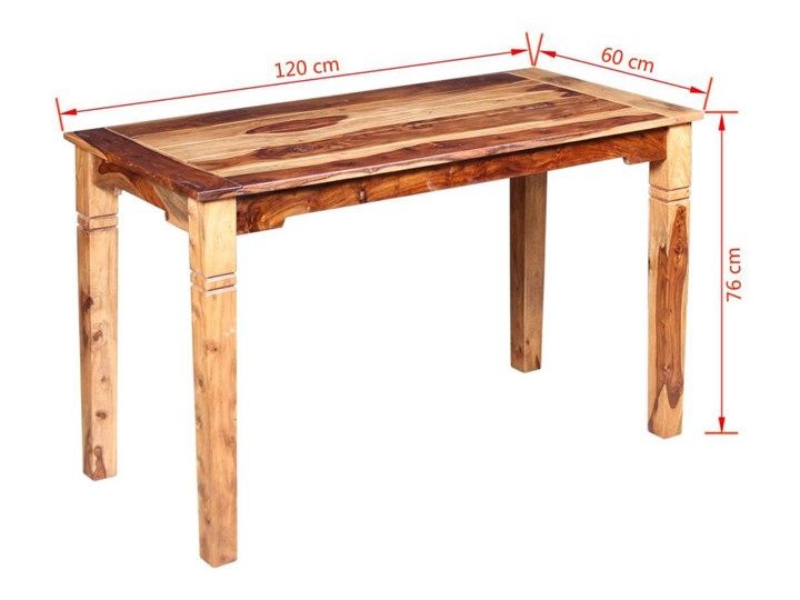 Stół klasyczny drewniany Etan 3X – brązowy Wysokość 76 cm Długość 120 cm Długość 60 cm Drewno Szerokość 60 cm Kształt blatu Prostokątny Styl Vintage