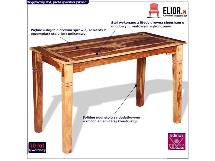 Stół klasyczny drewniany Etan 3X – brązowy Drewno Wysokość 76 cm Długość 60 cm Długość 120 cm Szerokość 60 cm Styl Vintage