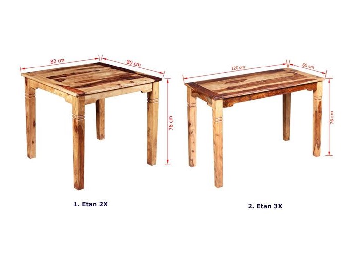 Stół klasyczny drewniany Etan 3X – brązowy Kategoria Stoły kuchenne Szerokość 60 cm Długość 60 cm Wysokość 76 cm Drewno Długość 120 cm Kształt blatu Prostokątny