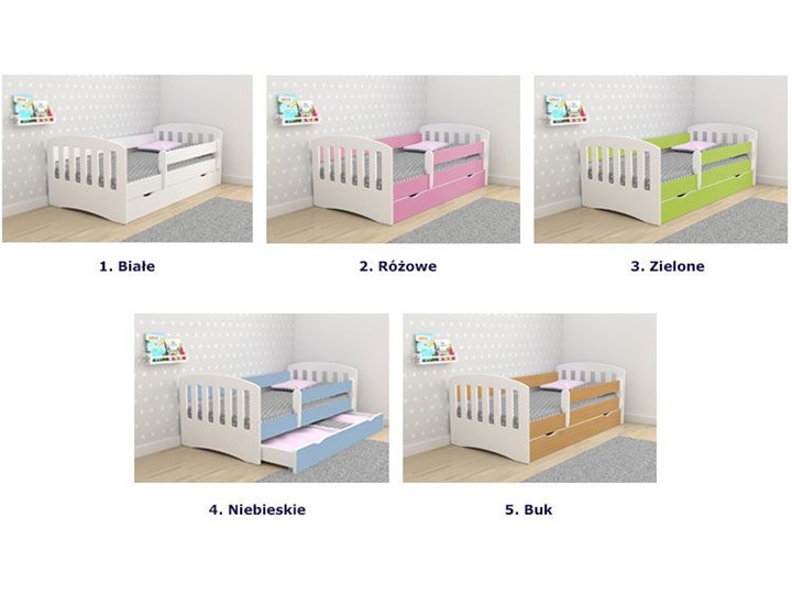 Łóżko dziecięce z materacem Pinokio 2X 80x140 - białe Z szufladą Z barierką Płyta meblowa Neutralne Pojedyncze Styl Nowoczesny