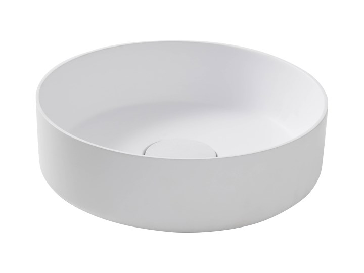 Umywalka nablatowa konglomeratowa GoodHome Apanas 40 x 40 cm biała Nablatowe Kolor Szary Okrągłe Kolor Biały