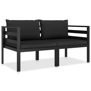 vidaXL 2-częściowa sofa z poduszkami, aluminium, antracytowa