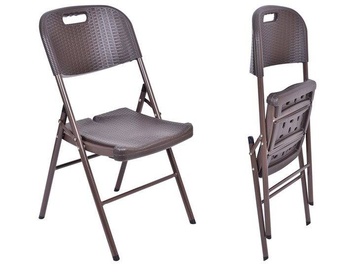 Krzesło cateringowe Rattan - brązowe Metal Kolor Szary Składane Kolor Brązowy