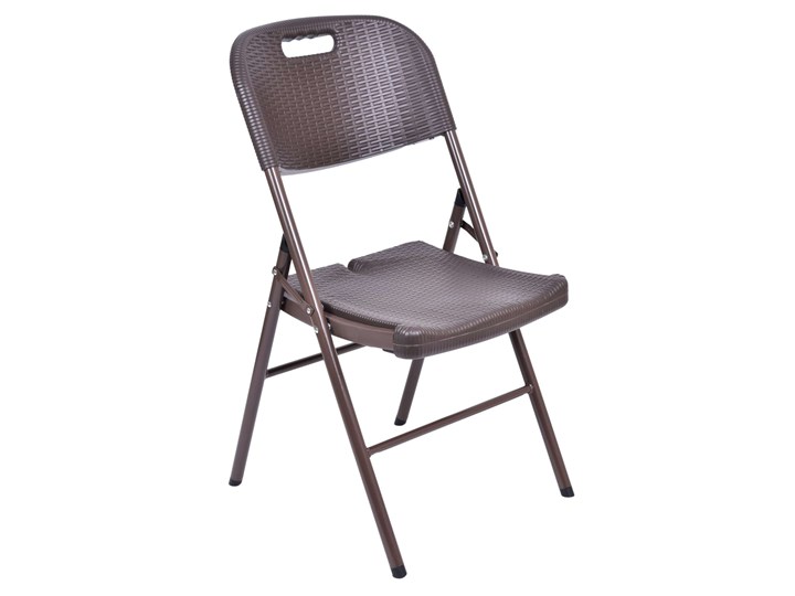 Krzesło cateringowe RATTAN - brązowe Metal Krzesło składane Kolor Brązowy Tworzywo sztuczne Kategoria Krzesła ogrodowe