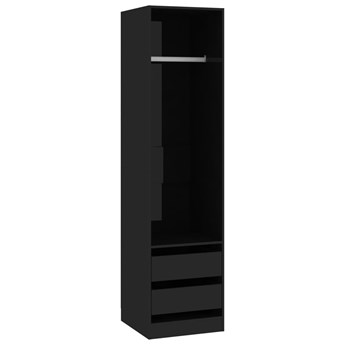 Emaga Szafa z szufladami, wysoki połysk, czarna, 50x50x200 cm