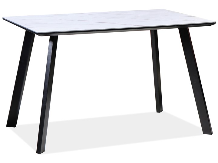 Loftowy stół jadalniany ze szklaną nakładką Samuel efekt marmuru Długość 120 cm Szkło Wysokość 75 cm Styl Nowoczesny