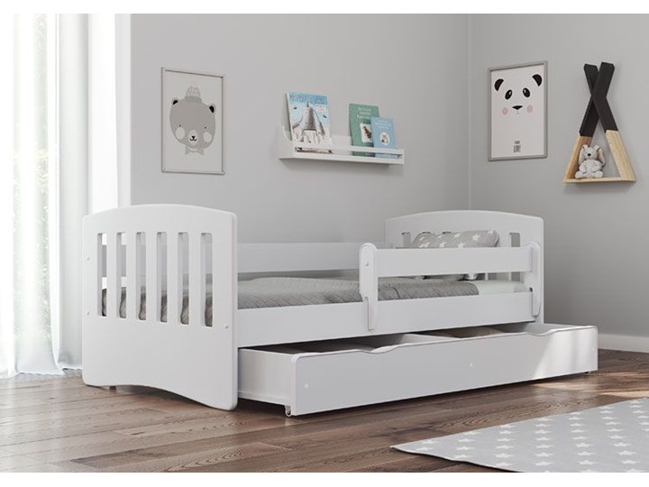 Łóżko jednoosobowe z szufladą Pinokio 2X 80x180 - białe Kolor Biały Tradycyjne Rozmiar materaca 80x180 cm