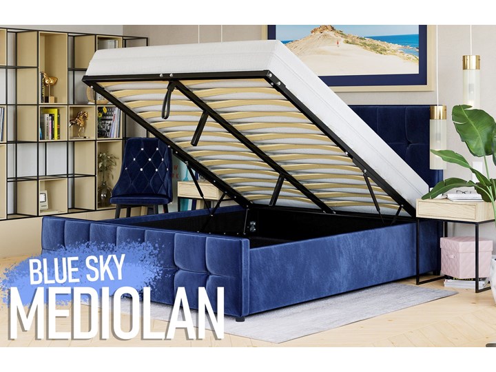 ŁÓŻKO 160X200 Z POJEMNIKIEM - MEDIOLAN (SFG015) - WELUR NIEBIESKI 82 Kategoria Łóżka do sypialni Łóżko tapicerowane Kolor Granatowy