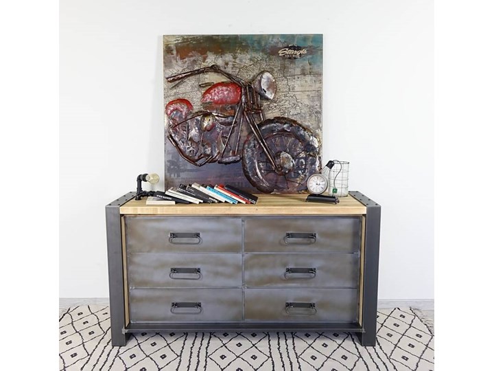 Komoda industrialna loft FACTORY SOSNA 2 Drewno Styl Industrialny Głębokość 50 cm Z szufladami Pomieszczenie Salon