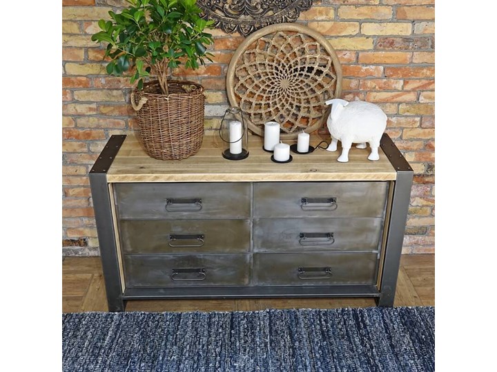Komoda industrialna loft FACTORY SOSNA 2 Z szufladami Głębokość 50 cm Pomieszczenie Salon Drewno Kategoria Komody