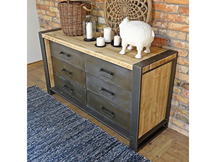 Komoda industrialna loft FACTORY SOSNA 2 Z szufladami Głębokość 50 cm Pomieszczenie Salon Drewno Pomieszczenie Sypialnia
