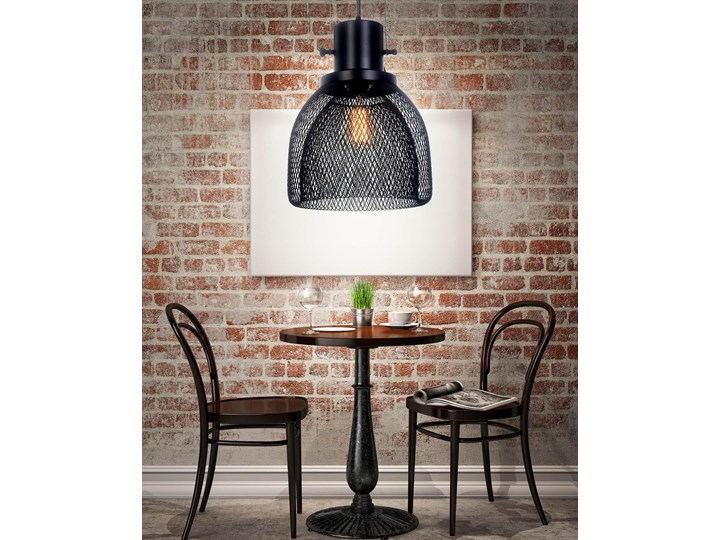 LAMPA WISZĄCA CZARNA FRATTON Lampa z abażurem Ilość źródeł światła 1 źródło Lampa z kloszem Metal Lampa druciana Styl Industrialny