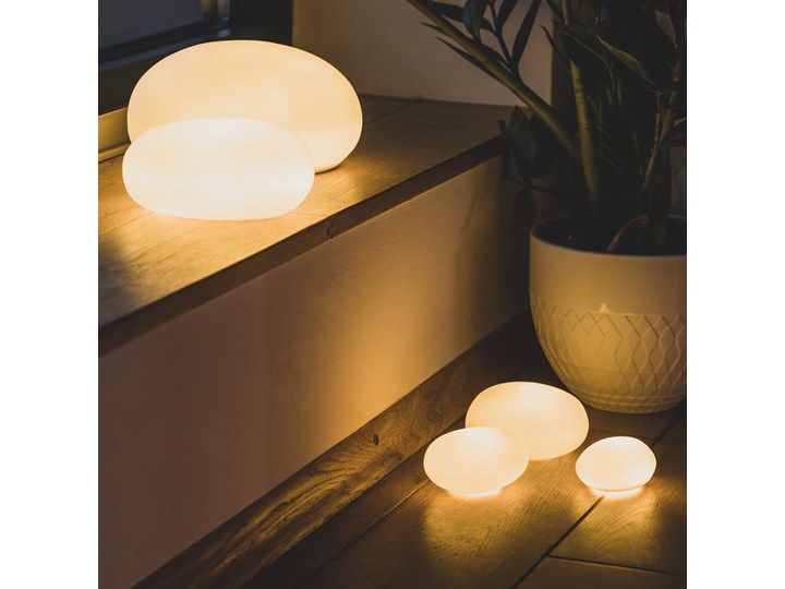 zestaw 3 lamp led świecące kamienie RAEDER Kolor Biały Lampa LED Kategoria Lampy stołowe