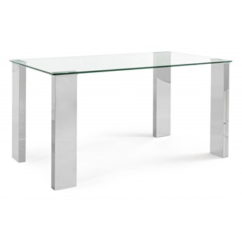 New Arley szklany stół o wymiarach 140X80 srebrna podstawa