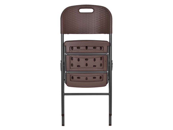 Krzesło cateringowe RATTAN - brązowe Metal Krzesło składane Tworzywo sztuczne Kolor Brązowy