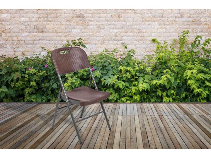 Krzesło cateringowe RATTAN - brązowe Metal Tworzywo sztuczne Krzesło składane Kategoria Krzesła ogrodowe