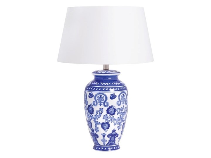 Lampa ceramiczna niebieska HANOI na komodę Kolor Granatowy Lampa z abażurem Kategoria Lampy stołowe