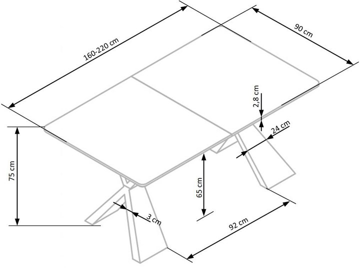 Loftowy stół rozkładany Eden - dąb naturalny Wysokość 75 cm Drewno Szerokość 90 cm Długość 220 cm Długość 90 cm Kształt blatu Prostokątny