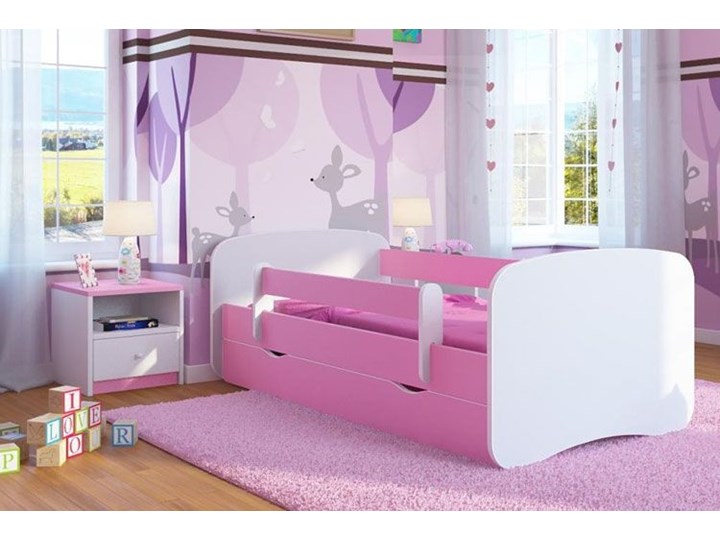 Łóżko dla dziewczynki z materacem Happy 2X 70x140 - różowe