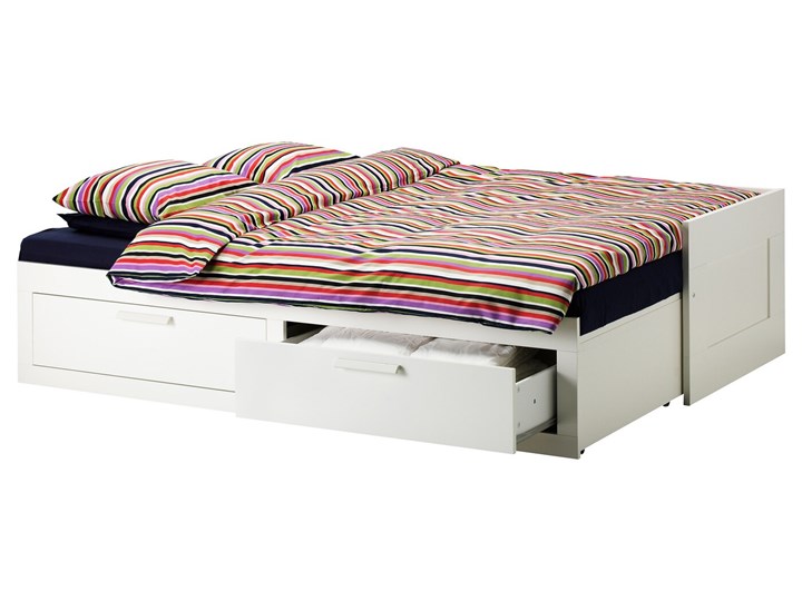 BRIMNES Leżanka z 2 szufladami, 2 materace Liczba miejsc Dwuosobowe Rozmiar materaca 80x200 cm