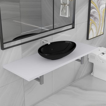 VidaXL Dwuczęściowy zestaw mebli do łazienki, ceramiczny, biały