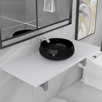 VidaXL Dwuczęściowy zestaw mebli do łazienki, ceramiczny, biały