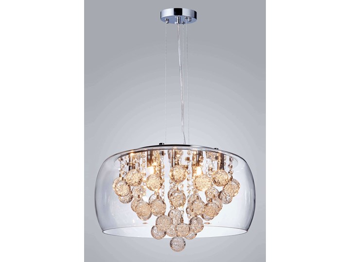NOWOCZESNA LAMPA WISZĄCA FABINA D50 LUMINA DECO Chrom Lampa z abażurem Lampa z kryształkami Kryształ Szkło Metal Lampa z kloszem Styl Nowoczesny