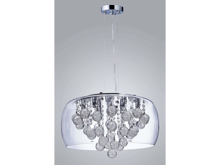 NOWOCZESNA LAMPA WISZĄCA FABINA D50 LUMINA DECO Chrom Metal Szkło Kryształ Lampa z kryształkami Lampa z kloszem Ilość źródeł światła 9 źródeł Lampa z abażurem Styl Tradycyjny