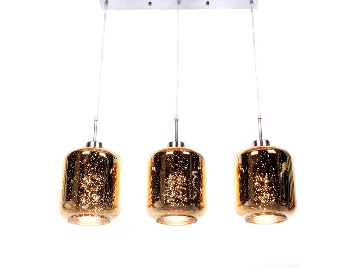 POTRÓJNA NOWOCZESNA LAMPA WISZĄCA ZWIS ZŁOTA ALACOSMO W3 Metal Lampa z kloszem Chrom Szkło Ilość źródeł światła 3 źródła